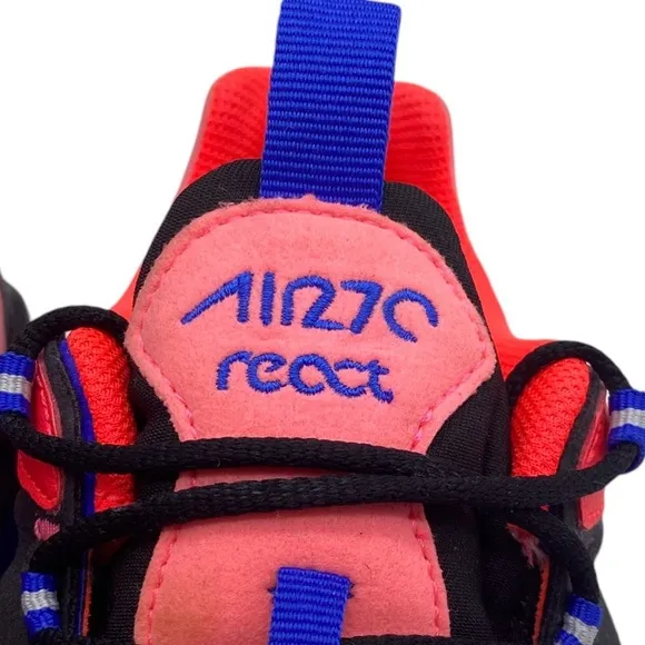 Nike Kids Shoes Air Max 270 React Sneakers 7Y Pink Blue Black Low Top Athletic