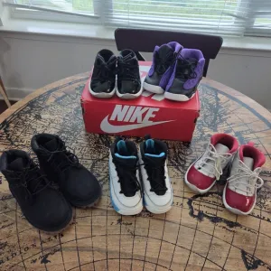 Nike Kids Shoes - Black, Purple, Red, and White