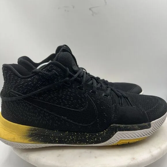 Nike Kyrie 3 Men's Black Yellow Basketball Shoes Mid Top Sz‎ 10.5 852395-901