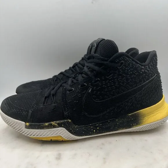 Nike Kyrie 3 Men's Black Yellow Basketball Shoes Mid Top Sz‎ 10.5 852395-901