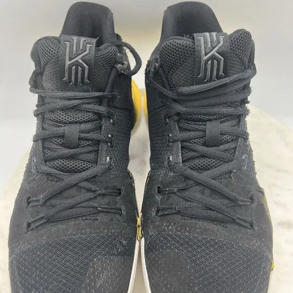 Nike Kyrie 3 Men's Black Yellow Basketball Shoes Mid Top Sz‎ 10.5 852395-901