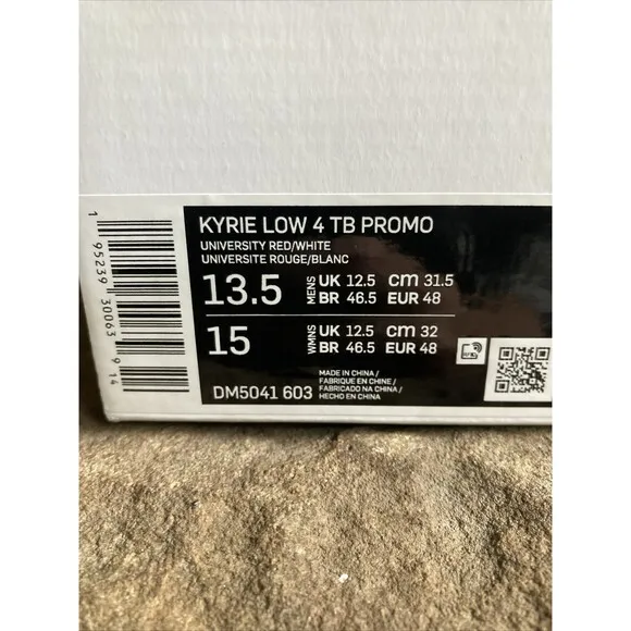 Nike Kyrie 4 Low TB Promo Red White Basketball Shoes DM5041-603 Men’s Size 13.5