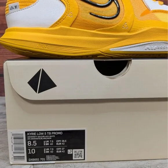 Nike Kyrie Low 5 TB Promo Men's 8.5 University Gold Black White Shoes DX6651-701