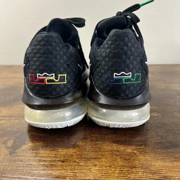 Nike Lebron 17 XVII Low Sneakers 7.5 Mens Black White Athletic Shoes Lace Up