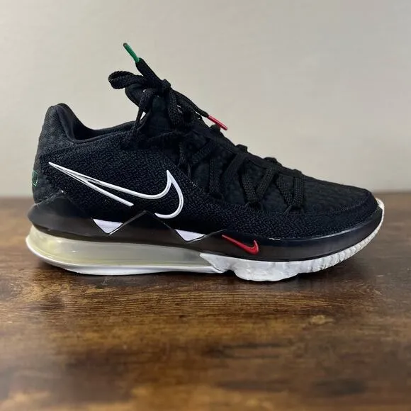 Nike Lebron 17 XVII Low Sneakers 7.5 Mens Black White Athletic Shoes Lace Up