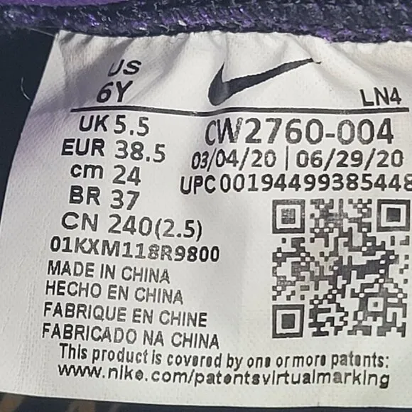 Nike Lebron 18 Youth Black &amp; Purple Basketball Shoes CW2760-004 US Size 6Y