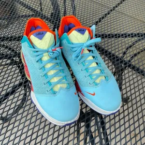 Nike LeBron 19 Low Basketball Shoes Mens Sz 10 Blue Chill and Orange Trainers