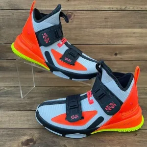 NIKE Lebron Soldier 13 FlyEase GS CJ1317-066 Grey/Orange 5Y Women 6.5 Basketball
