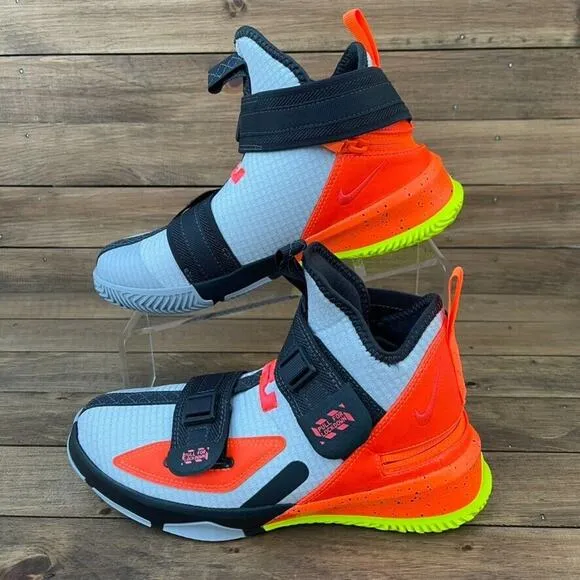NIKE Lebron Soldier 13 FlyEase GS CJ1317-066 Grey/Orange 5Y Women 6.5 Basketball