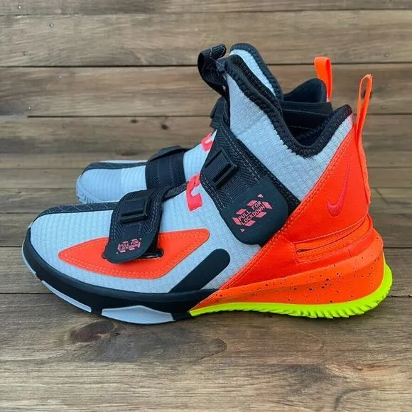 NIKE Lebron Soldier 13 FlyEase GS CJ1317-066 Grey/Orange 5Y Women 6.5 Basketball
