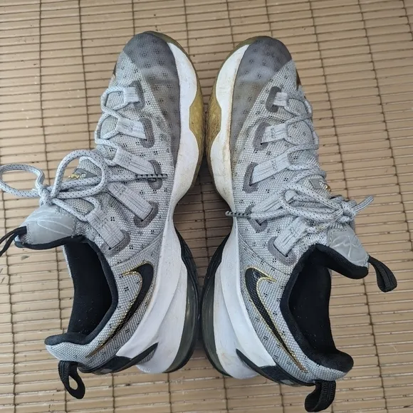Nike LeBron XIII 13 Low Basketball Shoes Grey Metallic Gold 831925 071 Mens 8.5