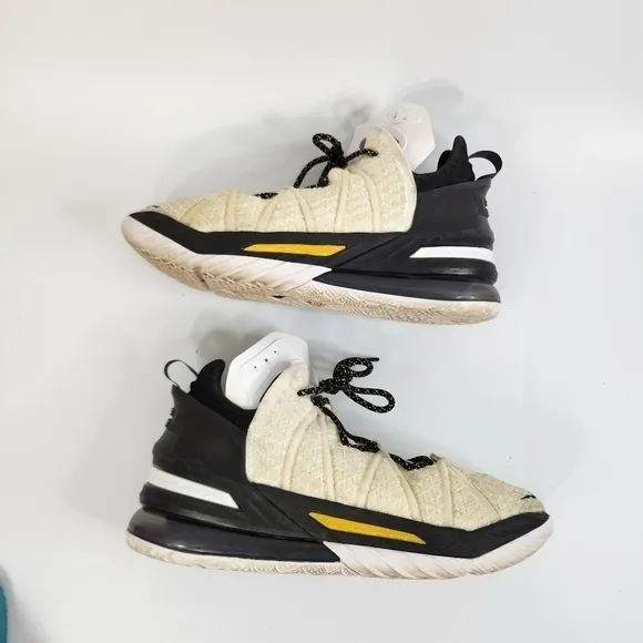 Nike LeBron XVIII 18 'Home' White Amarillo Black CQ9283-100 Men's Size 8.5 Shoes