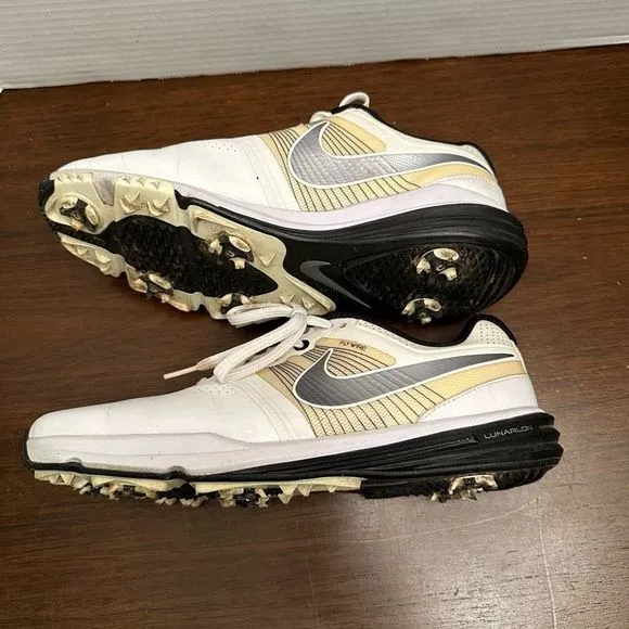 Nike Lunar Command Flywire Golf Shoes Men's 8.5W White 704428-102 Spikes Cleats