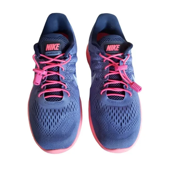 Nike Lunar Glide 8 Shoes Women's Sz 10 Blue Mesh Low Top Lace Up Running Sneaker
