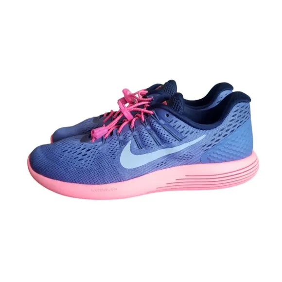 Nike Lunar Glide 8 Shoes Women's Sz 10 Blue Mesh Low Top Lace Up Running Sneaker