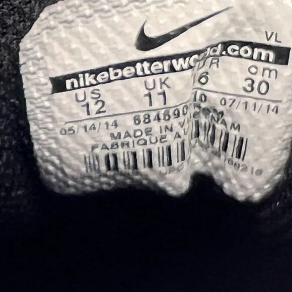 Nike Mens 684690-010 Black White Lunarlon MVP Pregame Size 12 Baseball Shoes