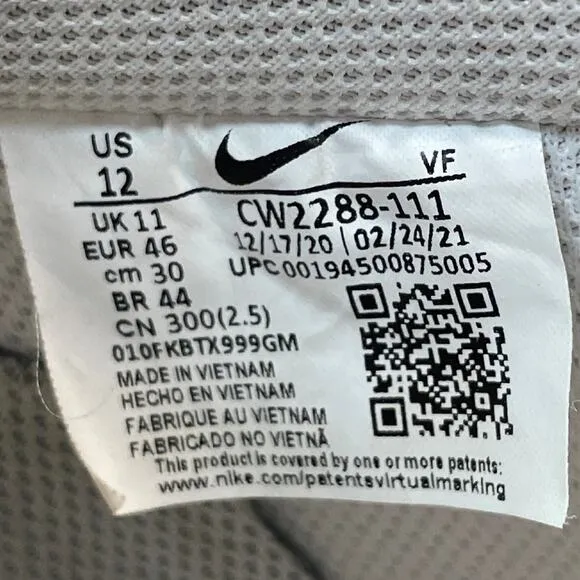 Nike Men's Air Force One CW2288-111 '07 Low Triple White Shoe Sneakers Sz 12