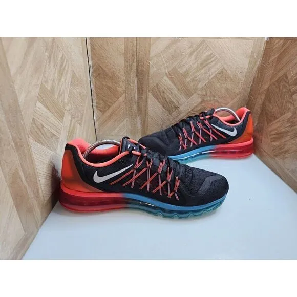 Nike Men's Air Max 2015 Black Bright Cremson Shoes Size 11.  634