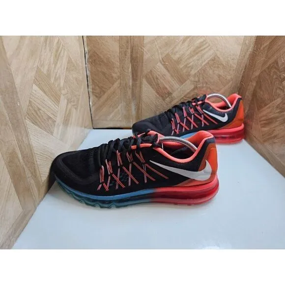 Nike Men's Air Max 2015 Black Bright Cremson Shoes Size 11.  634