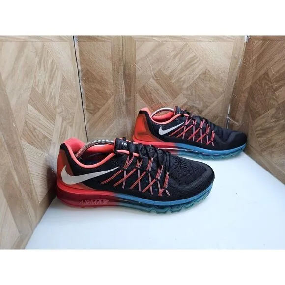 Nike Men's Air Max 2015 Black Bright Cremson Shoes Size 11.  634