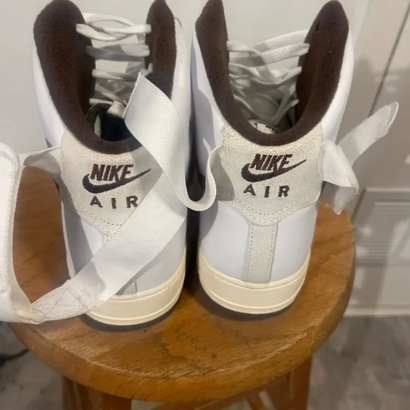 Nike Men's White and Brown High-Top Sneakers Air Force 1