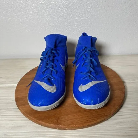 Nike Mercurial Superfly High-Top Turf Soccer Cleats Blue Silver Preowned Size 13