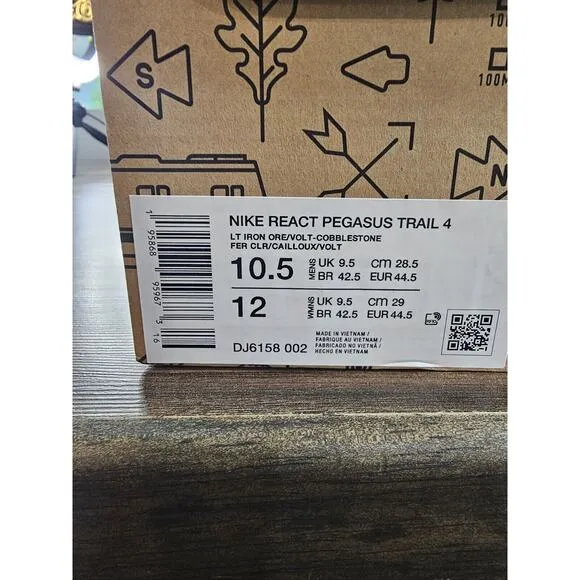 Nike‎ React Pegasus Trail 4 Grey/Volt-Orange Running Shoe DJ6158 002 Mens 10.5