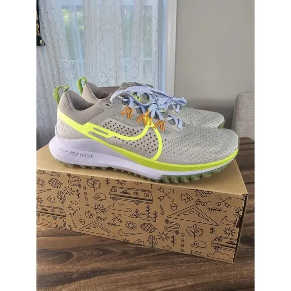 Nike‎ React Pegasus Trail 4 Grey/Volt-Orange Running Shoe DJ6158 002 Mens 10.5