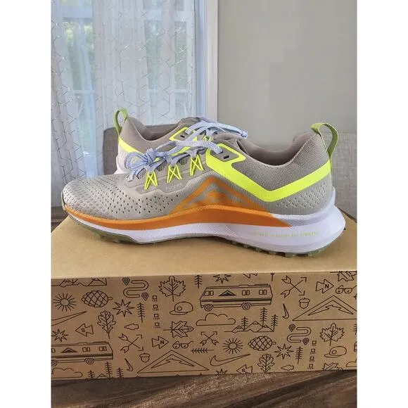 Nike‎ React Pegasus Trail 4 Grey/Volt-Orange Running Shoe DJ6158 002 Mens 10.5
