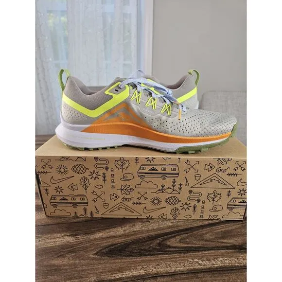 Nike‎ React Pegasus Trail 4 Grey/Volt-Orange Running Shoe DJ6158 002 Mens 10.5