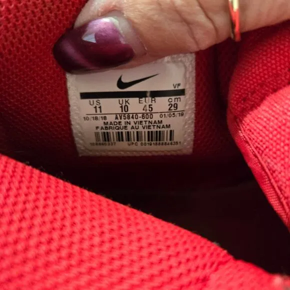 Nike Red - E U Air - Air Force 1 - Hi Top -Lace up - US 11 UK 10 EUR 45 CM 29