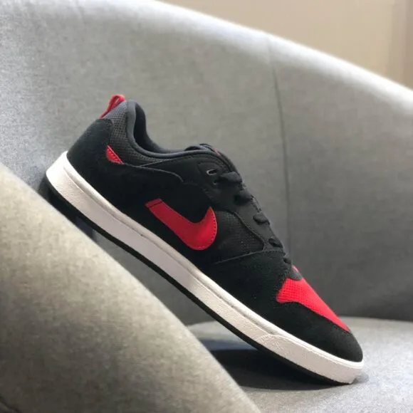 Nike SB Alleyoop Bred Suede Low Top Mens Skate Shoes Black Red 11