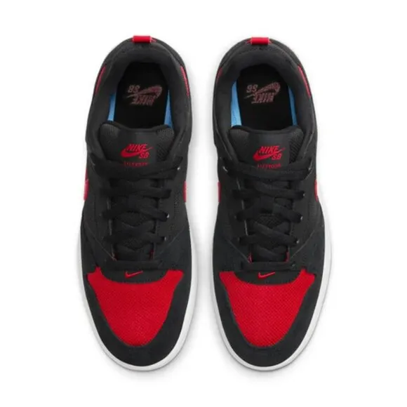 Nike SB Alleyoop Bred Suede Low Top Mens Skate Shoes Black Red 11