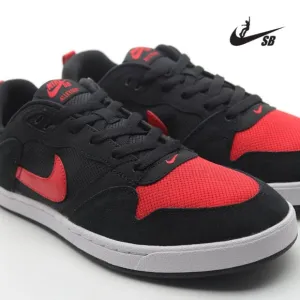 Nike SB Alleyoop Bred Suede Low Top Mens Skate Shoes Black Red 11