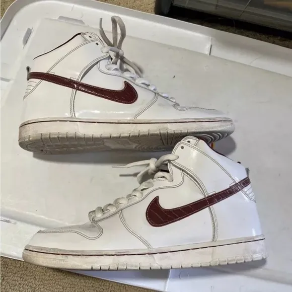 Nike SB Dunk High Premium MAFIA Pack Italian Horn White Patent Leather size 11.5