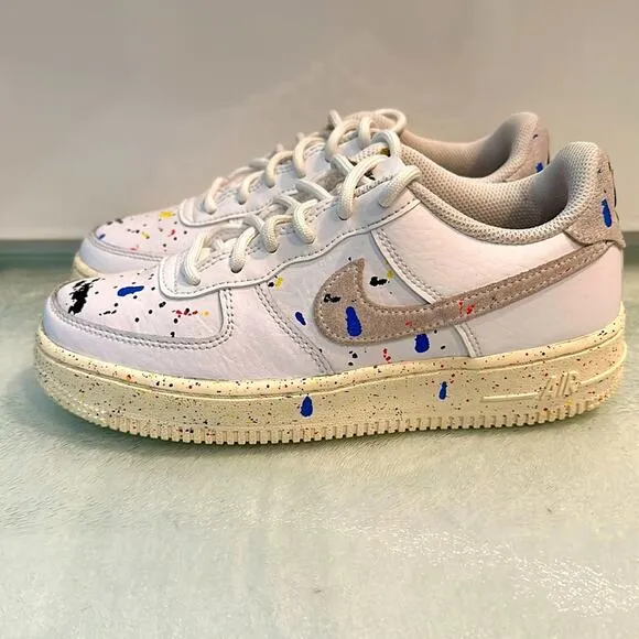 Nike Shoes Air Force 1 Paint Splatter Low Top Sneakers Size Youth 4