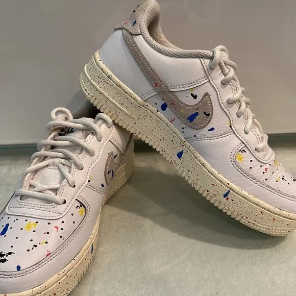Nike Shoes Air Force 1 Paint Splatter Low Top Sneakers Size Youth 4
