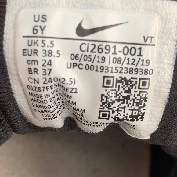 Nike Shoes Girls 6 Youth Air Max Gray Athletic Low Top Lace Up Sneakers Running