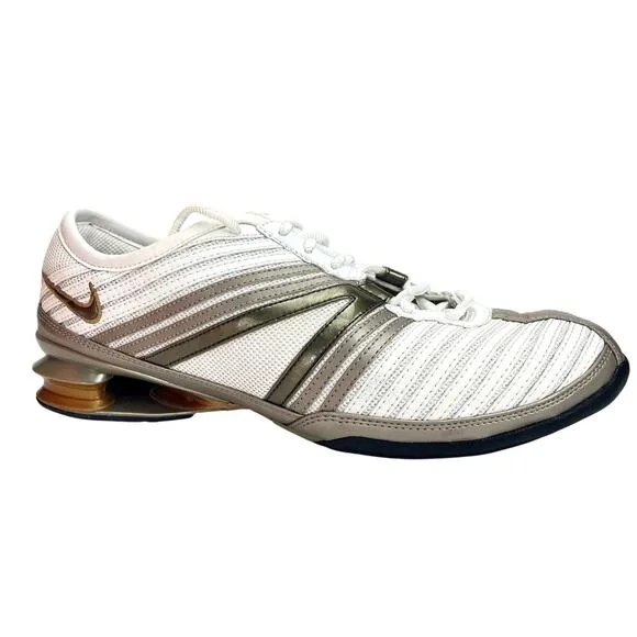 NIKE‎ Shox QVida Womens Sneaker (9.5) 2008 White Gold Brown 315038 191