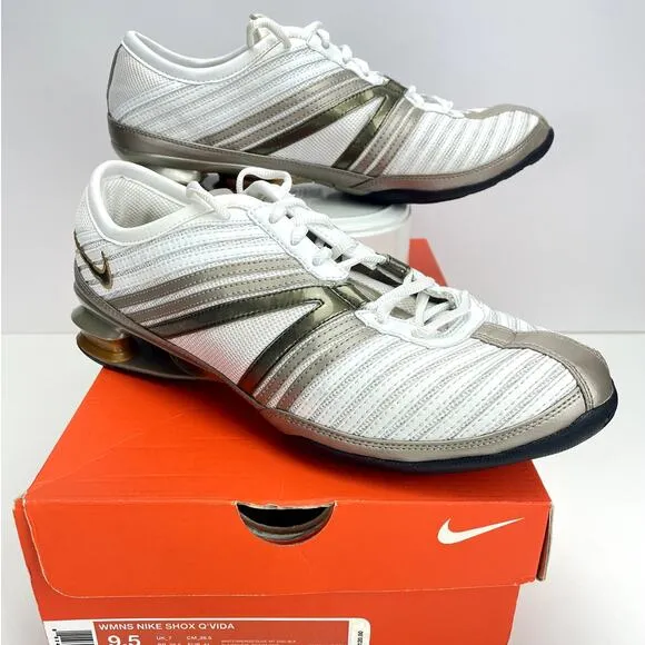 NIKE‎ Shox QVida Womens Sneaker (9.5) 2008 White Gold Brown 315038 191