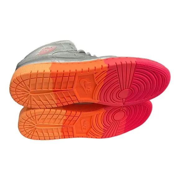 Nike Sneakers Kids 6Y Silver Air Jordan 1 High Top Pink Youth Activewear Orange