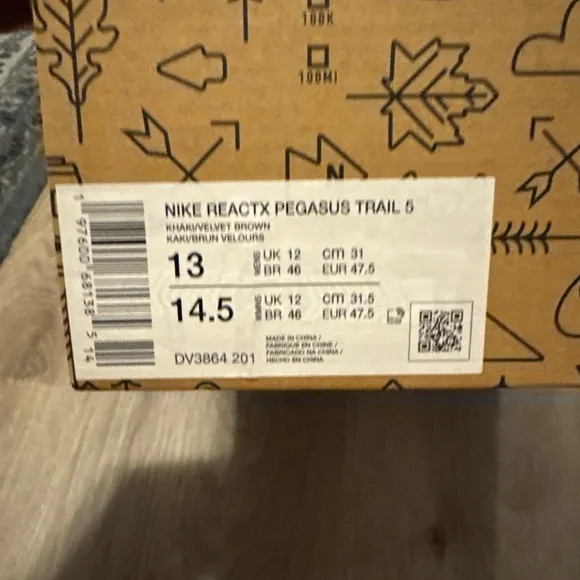 Nike Tan and Orange Athletic Shoes NIKE REACTX PEGASUS TRAIL 5