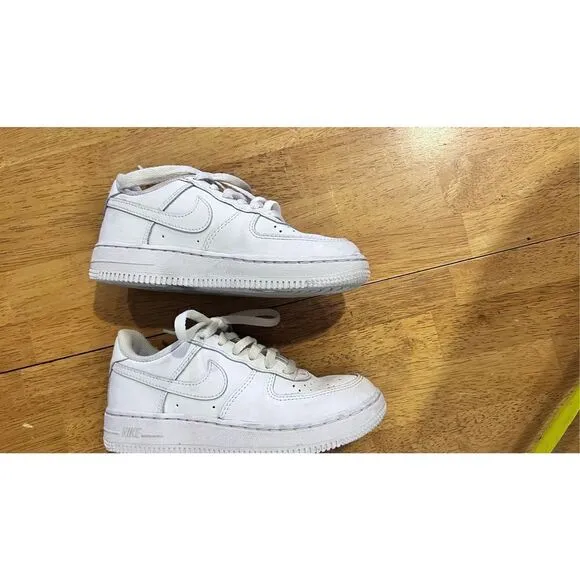 Nike Unisex Kids Lace Up Low Top Air Force 1 PS Sneaker Shoes White Size 12