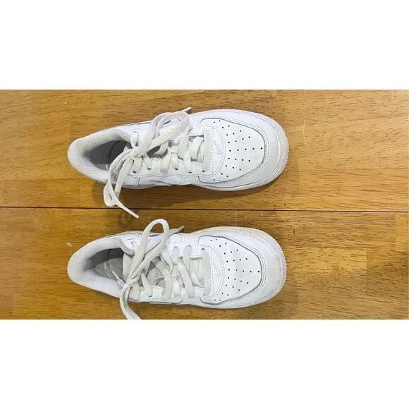 Nike Unisex Kids Lace Up Low Top Air Force 1 PS Sneaker Shoes White Size 12