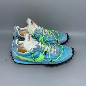 Nike Waffle Racer Off-White Vivid Sky Running Shoes CD8180-400 Women's Sz 7.5