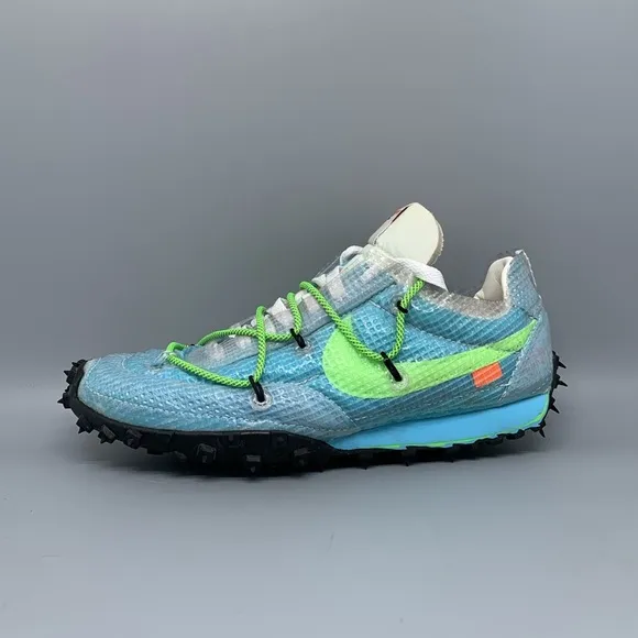 Nike Waffle Racer Off-White Vivid Sky Running Shoes CD8180-400 Women's Sz 7.5