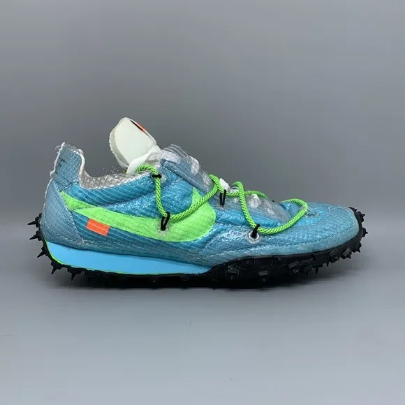 Nike Waffle Racer Off-White Vivid Sky Running Shoes CD8180-400 Women's Sz 7.5