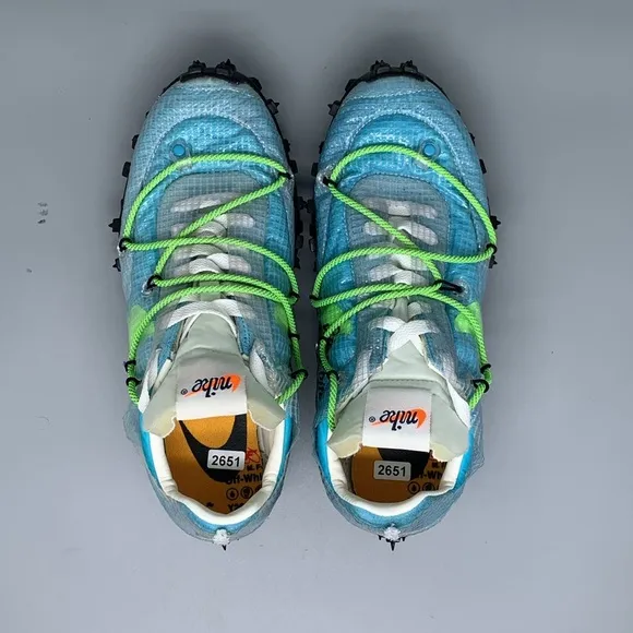 Nike Waffle Racer Off-White Vivid Sky Running Shoes CD8180-400 Women's Sz 7.5