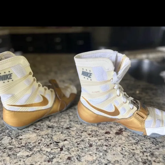 Nike White and Gold Hyper Ko Shoes