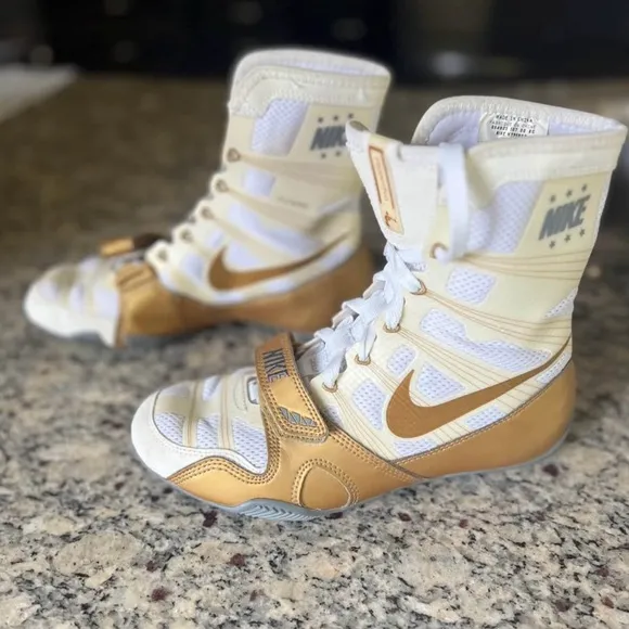 Nike White and Gold Hyper Ko Shoes